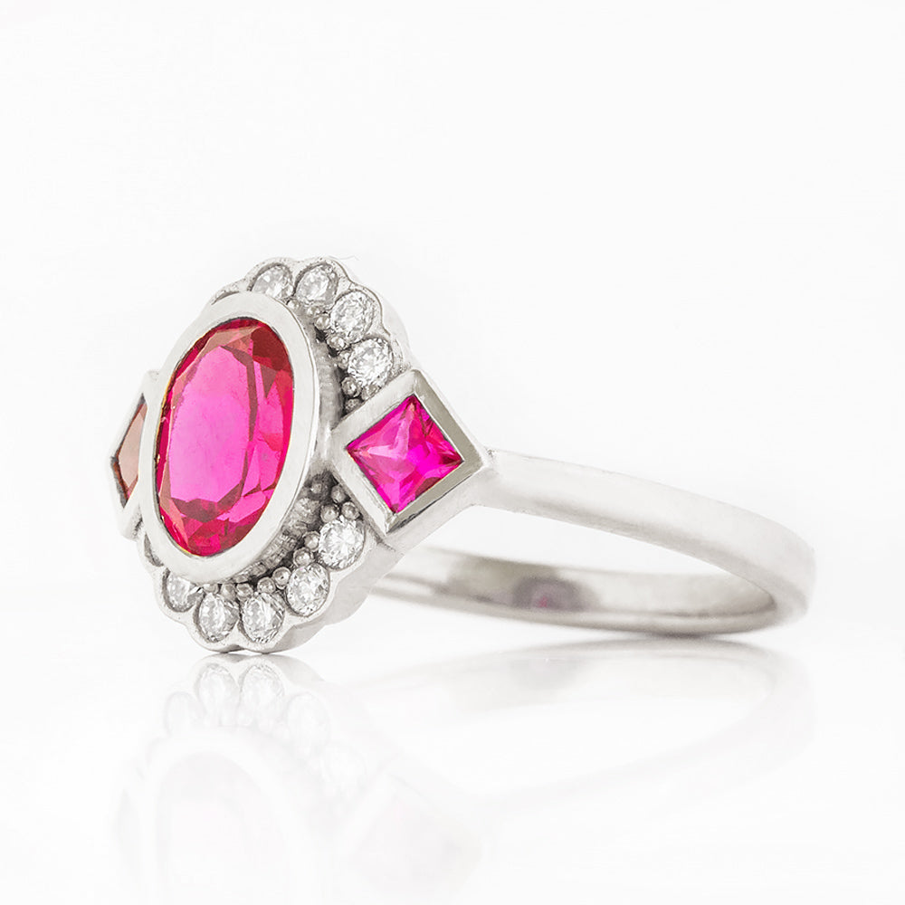 Leonor, a Lab Grown Ruby and Diamond Ring