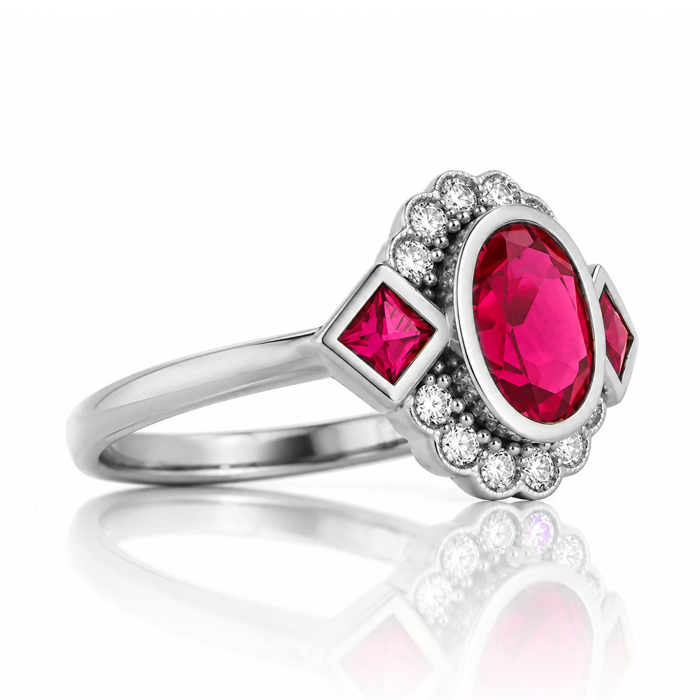 Leonor, a Lab Grown Ruby and Diamond Ring - Victoria's Jewellery