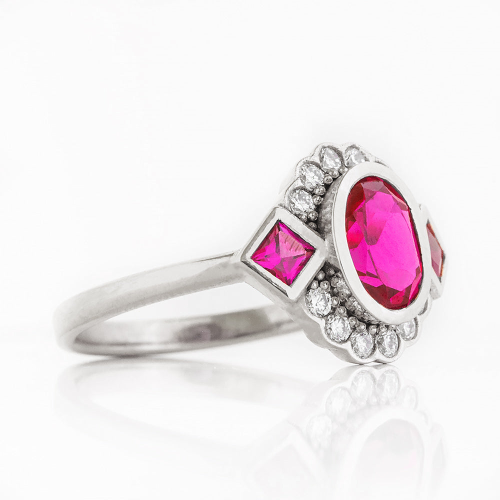 Leonor, a Lab Grown Ruby and Diamond Ring