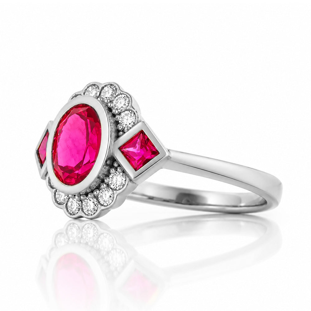 Leonor, a Lab Grown Ruby and Diamond Ring - Victoria's Jewellery
