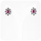 Oval cut Ruby and Marcasite Flower Stud Earring