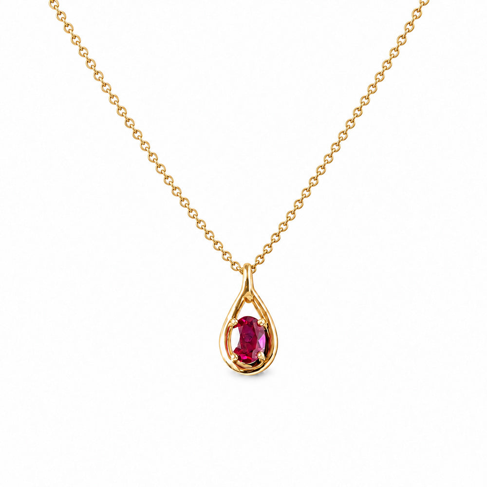 Infinity, Oval cut Lab Ruby Pendant - 7x5mm