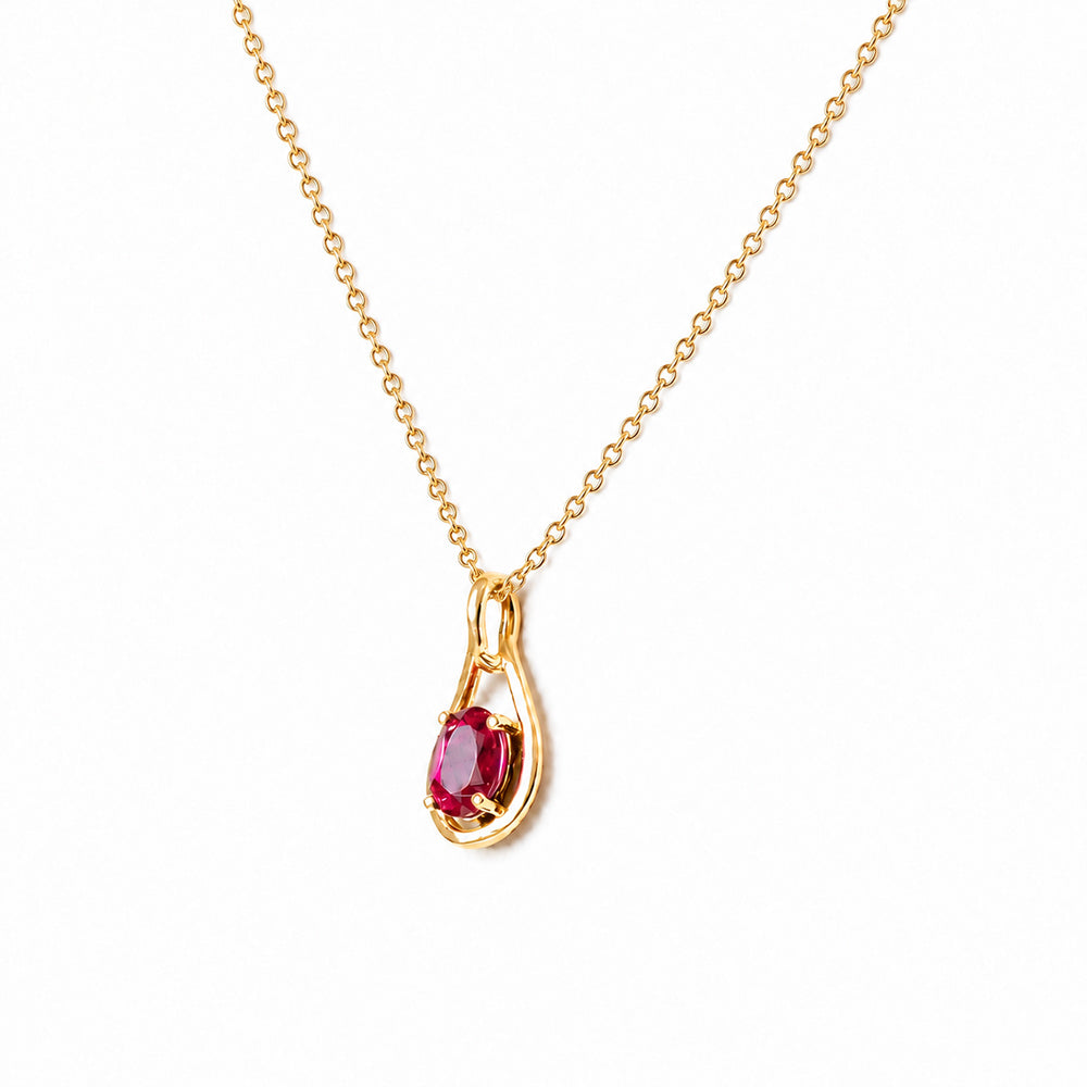 Infinity, Oval cut Lab Ruby Pendant - 7x5mm