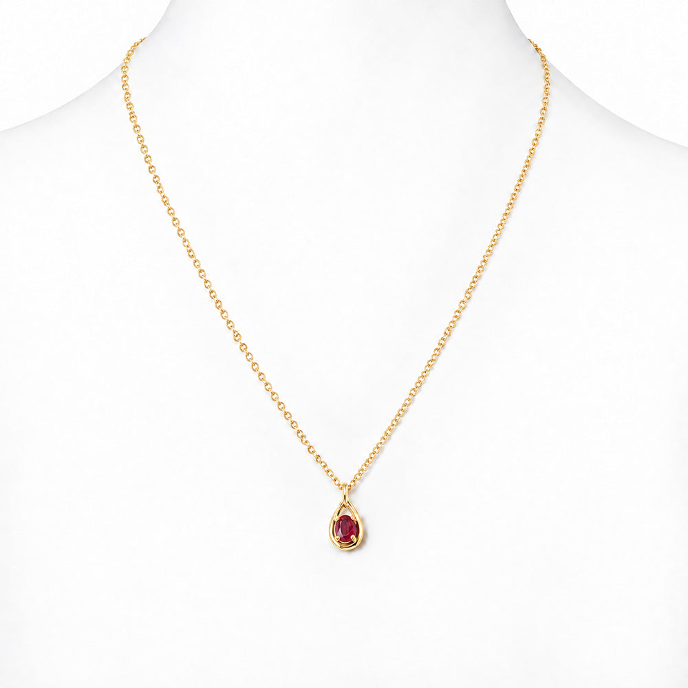 Infinity, Oval cut Lab Ruby Pendant - 7x5mm
