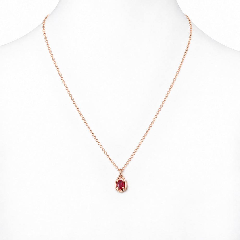 Infinity, Oval cut Lab Ruby Pendant - 7x5mm