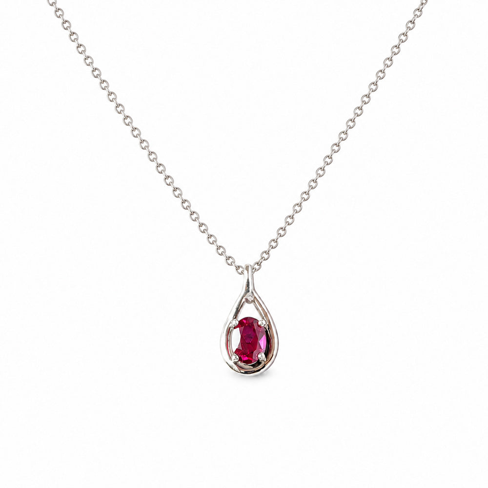 Infinity, Oval cut Lab Ruby Pendant - 7x5mm