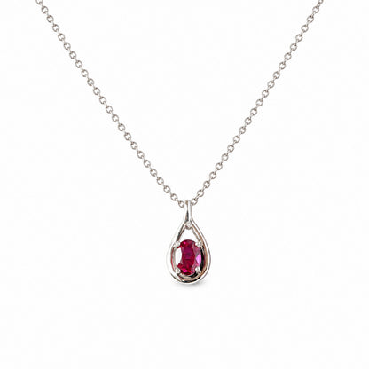 Infinity, Oval cut Lab Ruby Pendant - 7x5mm