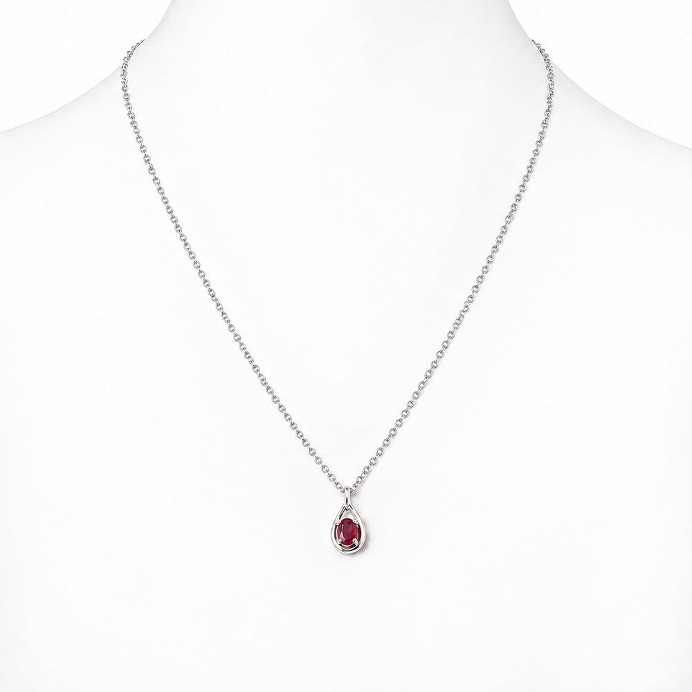 Infinity, Oval cut Lab Ruby Pendant - 7x5mm