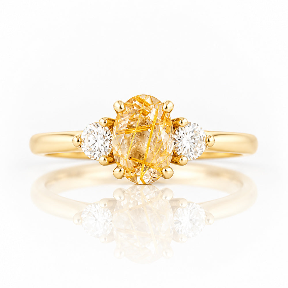Jessie, a Rutile Quartz and Diamond Trilogy Ring - Victoria's Jewellery