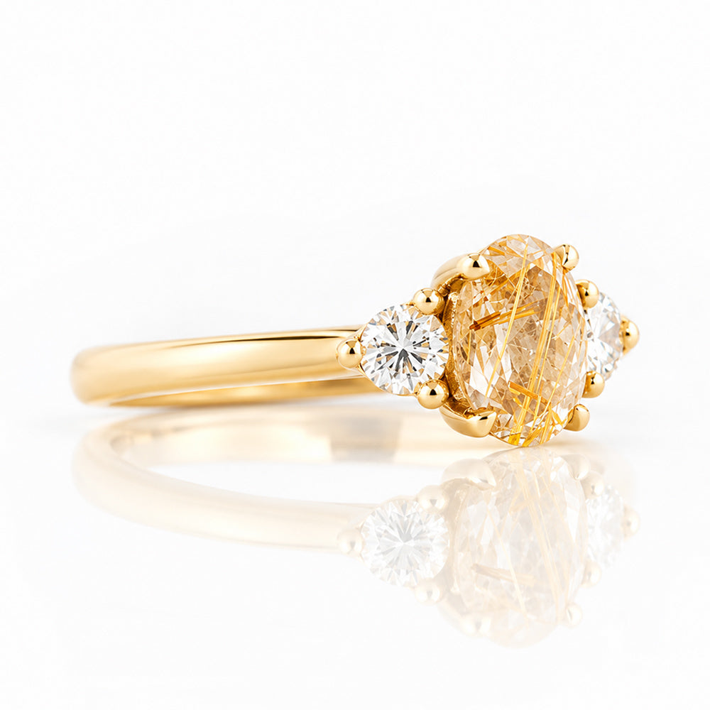 Jessie, a Rutile Quartz and Diamond Trilogy Ring - Victoria's Jewellery