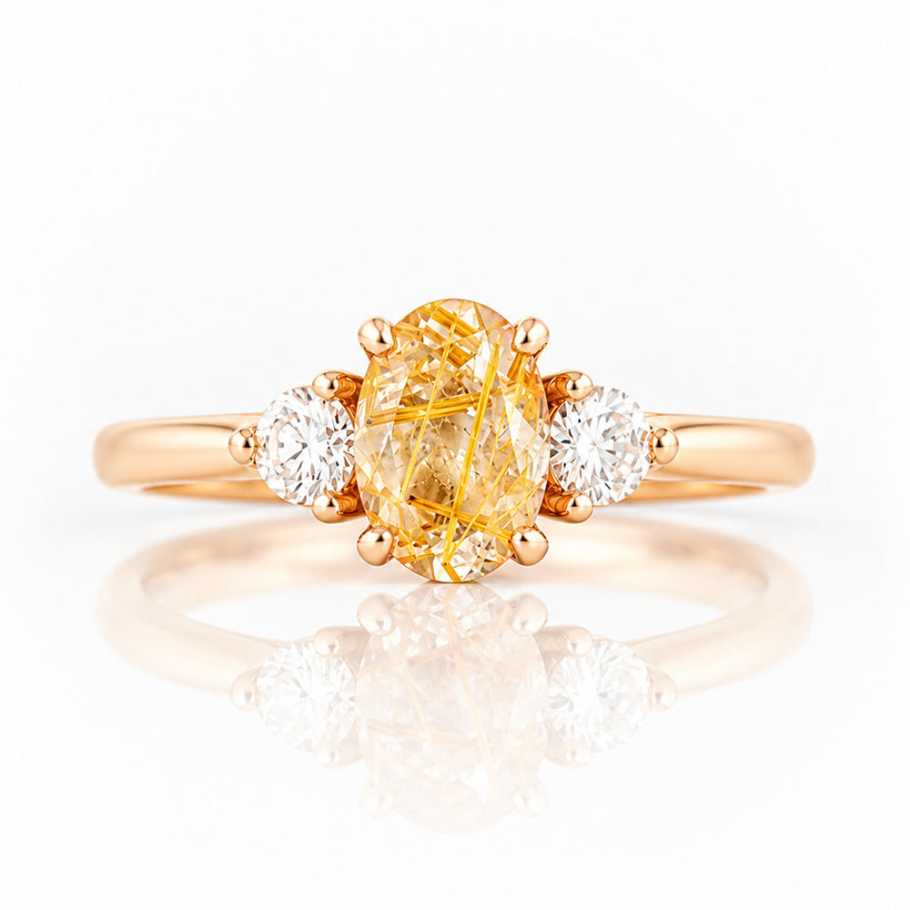 Jessie, a Rutile Quartz and Diamond Trilogy Ring - Victoria's Jewellery