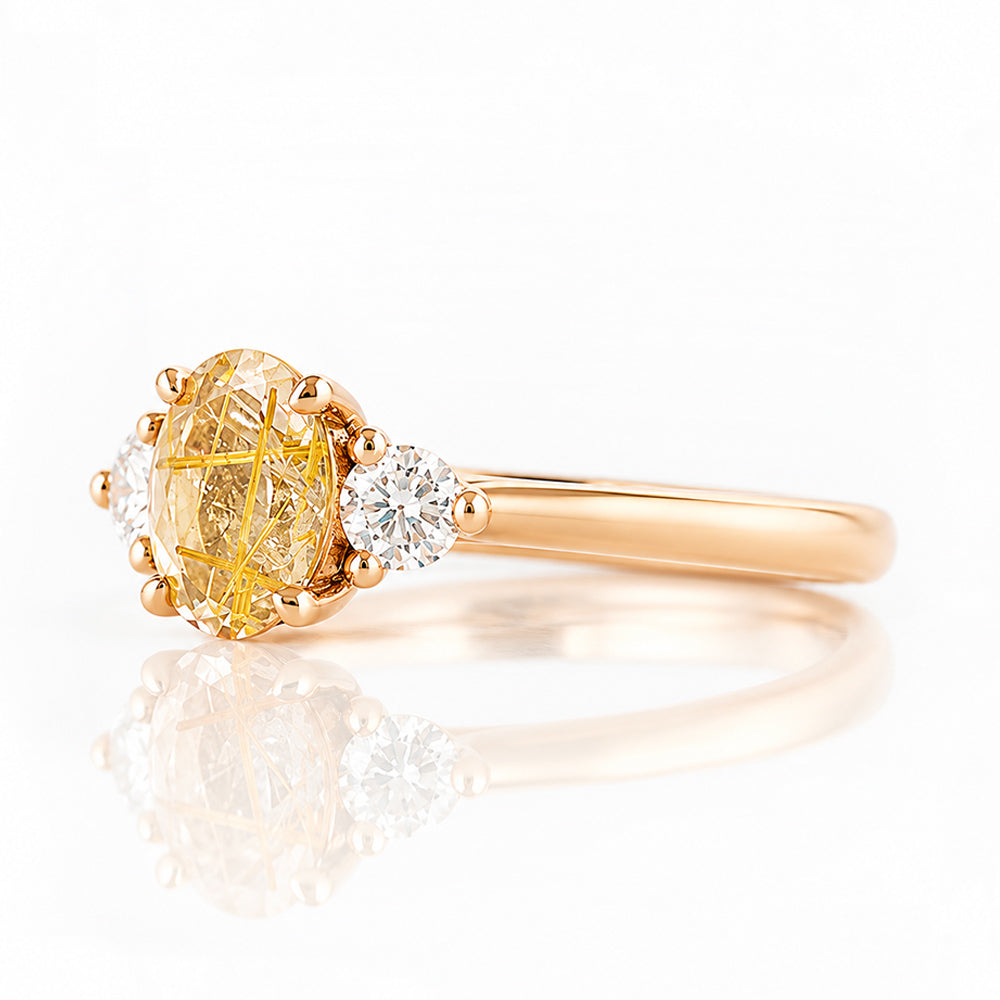 Jessie, a Rutile Quartz and Diamond Trilogy Ring - Victoria's Jewellery