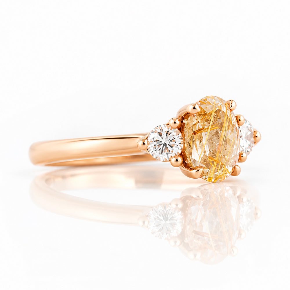 Jessie, a Rutile Quartz and Diamond Trilogy Ring - Victoria's Jewellery