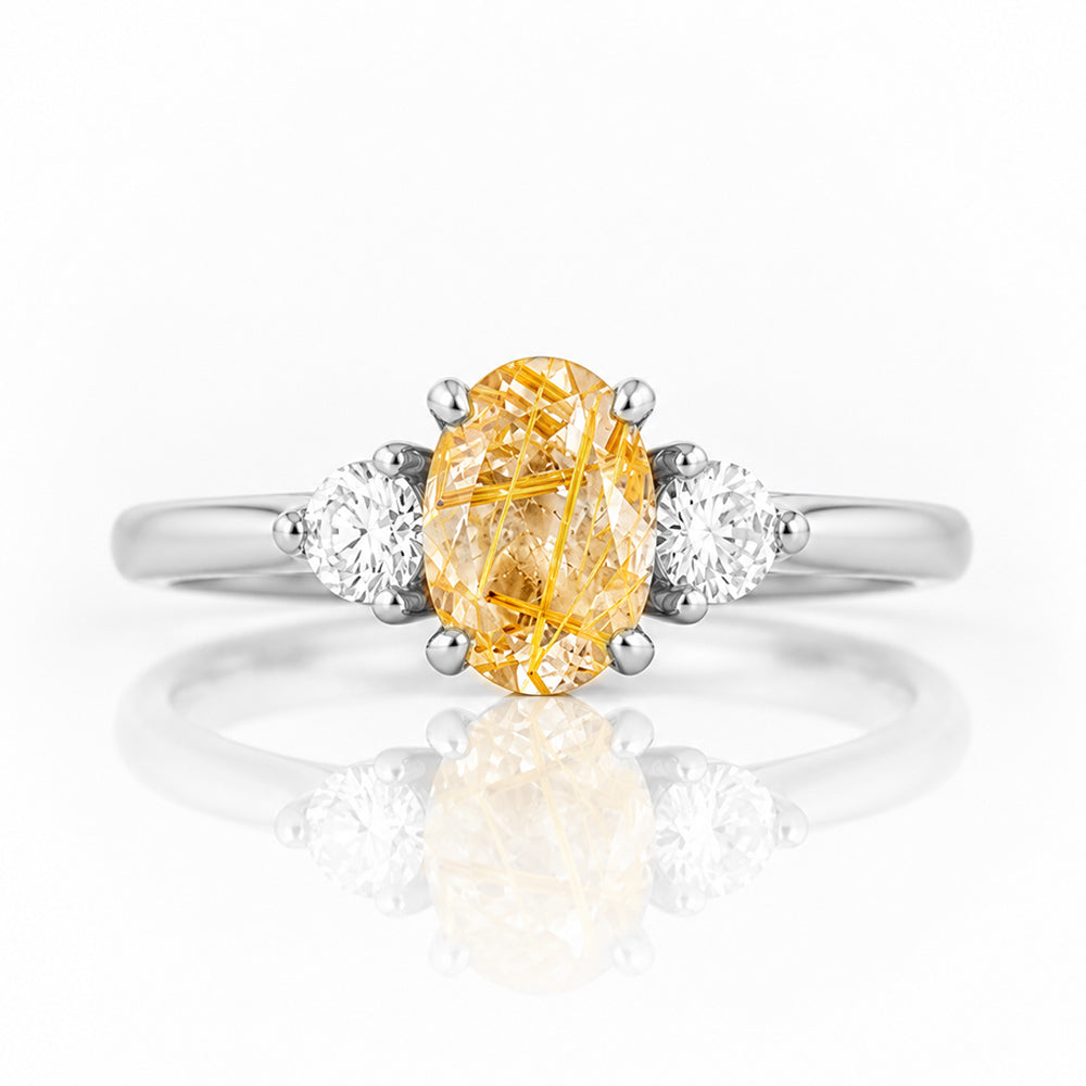 Jessie, a Rutile Quartz and Diamond Trilogy Ring - Victoria's Jewellery