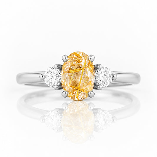 Jessie, a Rutile Quartz and Diamond Trilogy Ring - Victoria's Jewellery