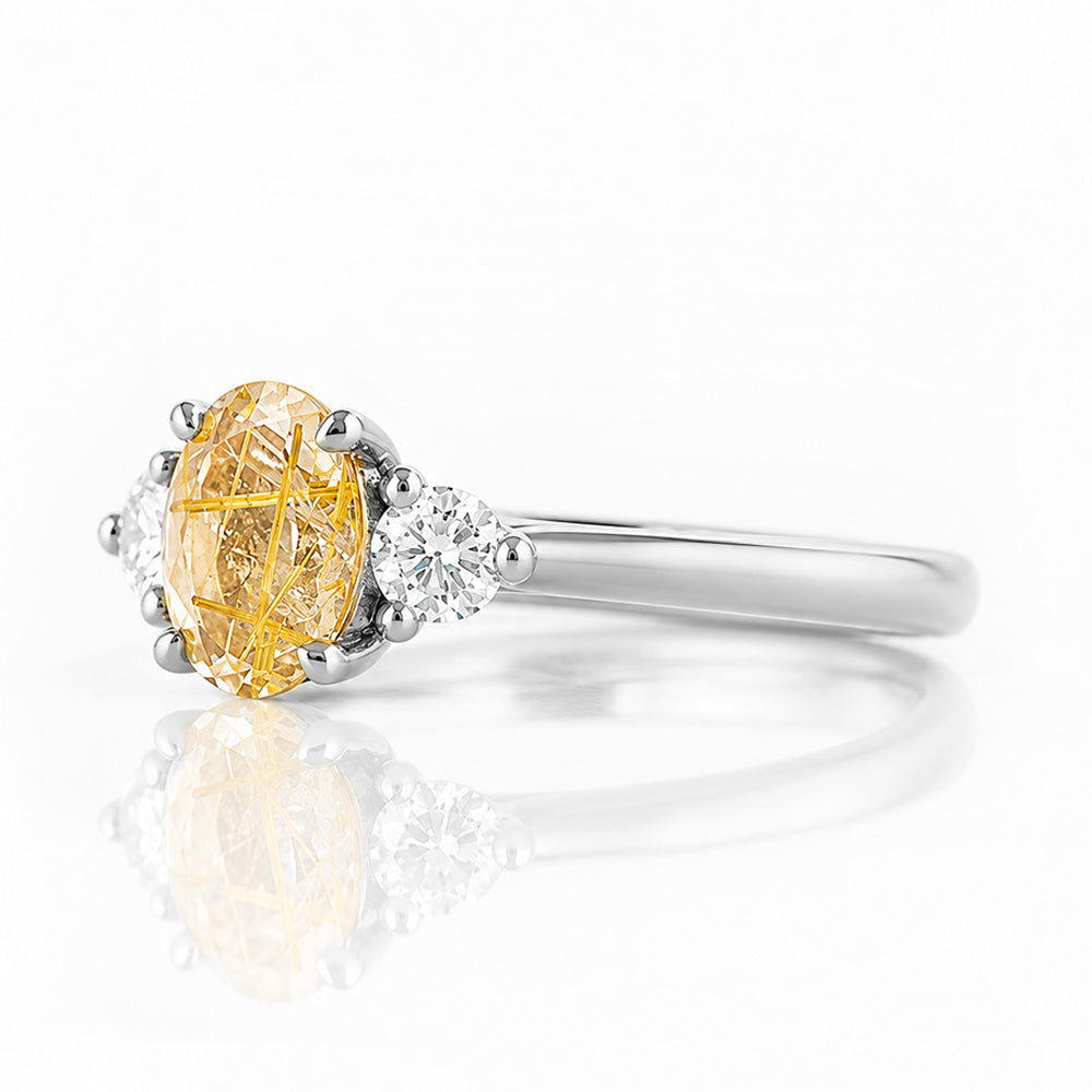Jessie, a Rutile Quartz and Diamond Trilogy Ring - Victoria's Jewellery