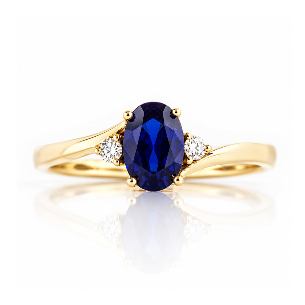 Georgie, a Blue Sapphire and Diamond Trilogy Ring - Victoria's Jewellery