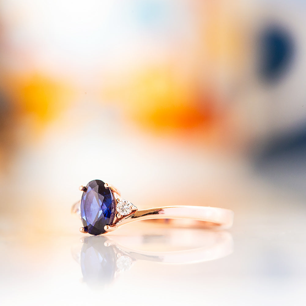 Georgie, a Blue Sapphire and Diamond Trilogy Ring