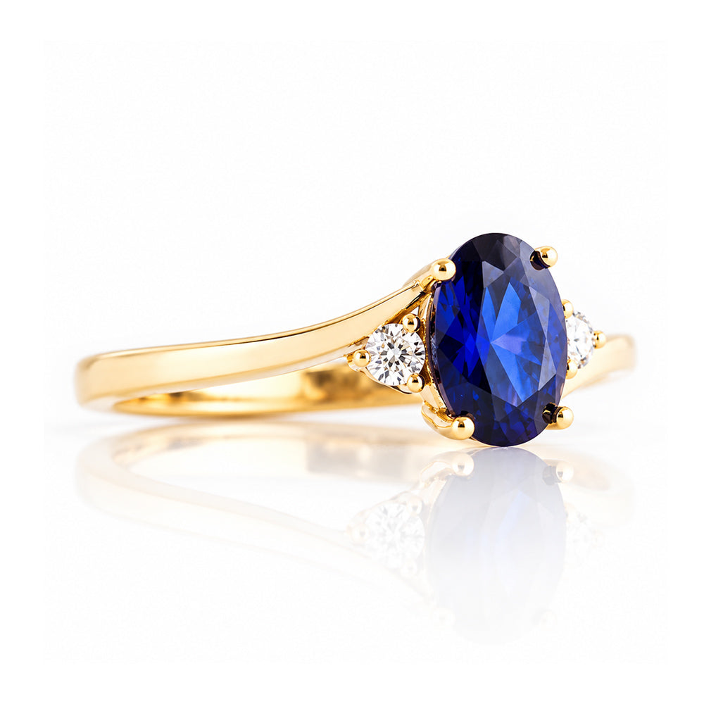 Georgie, a Blue Sapphire and Diamond Trilogy Ring - Victoria's Jewellery