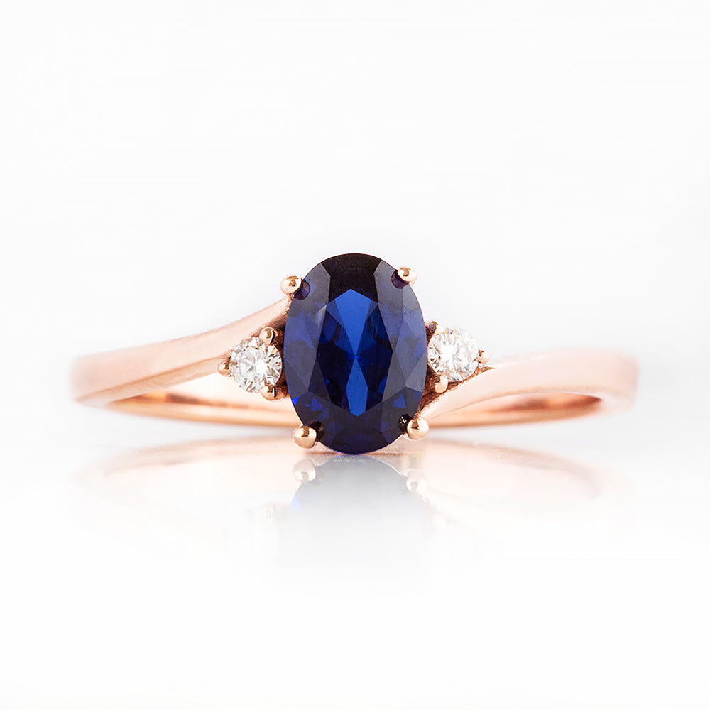 Georgie, a Blue Sapphire and Diamond Trilogy Ring