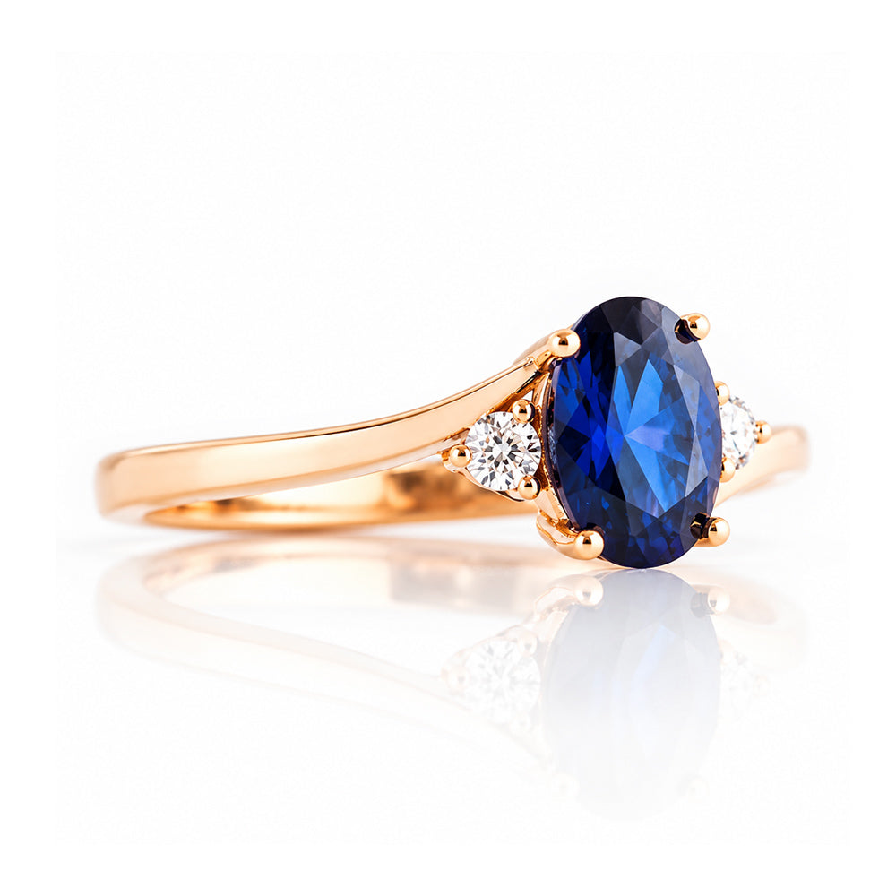 Georgie, a Blue Sapphire and Diamond Trilogy Ring - Victoria's Jewellery