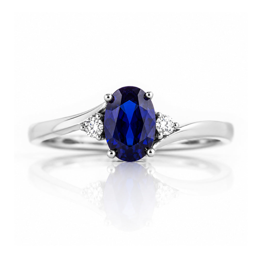 Georgie, a Blue Sapphire and Diamond Trilogy Ring - Victoria's Jewellery