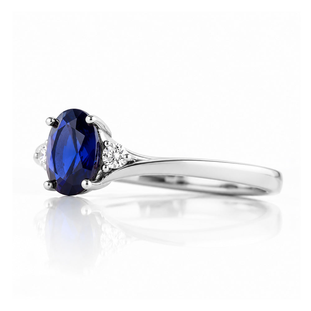 Georgie, a Blue Sapphire and Diamond Trilogy Ring - Victoria's Jewellery