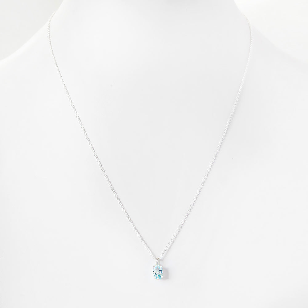 Luna, an Oval cut Sky Blue Topaz Necklace - 7x5mm