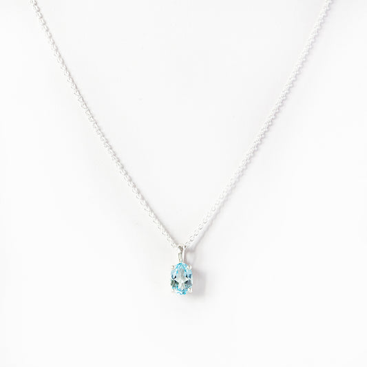 Luna, an Oval cut Sky Blue Topaz Necklace - 7x5mm