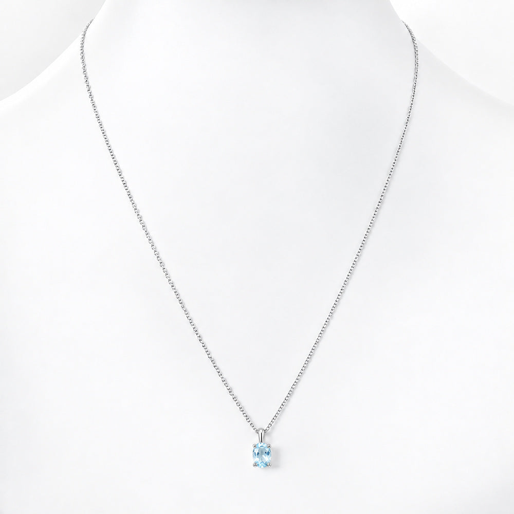 Luna, Oval cut Sky Blue Topaz Pendant - 7x5mm - Victoria's Jewellery
