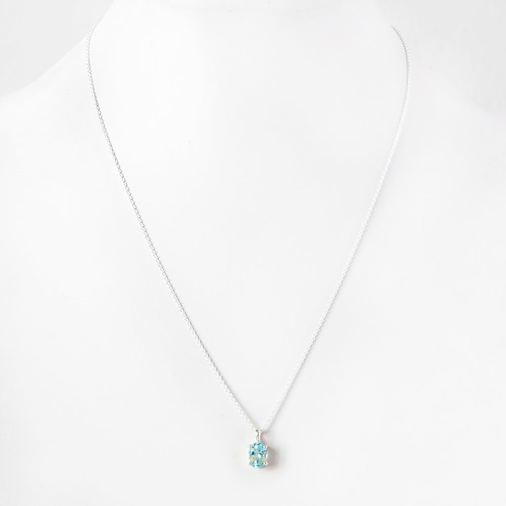 Luna, an Oval cut Sky Blue Topaz Necklace - 8x6mm