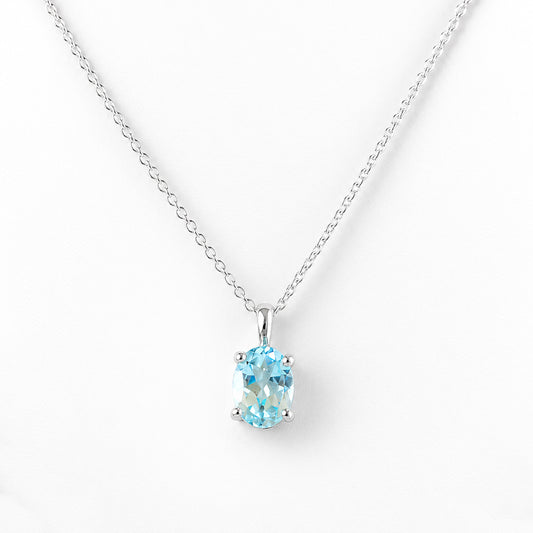 Luna, Oval cut Sky Blue Topaz Pendant - 8x6mm