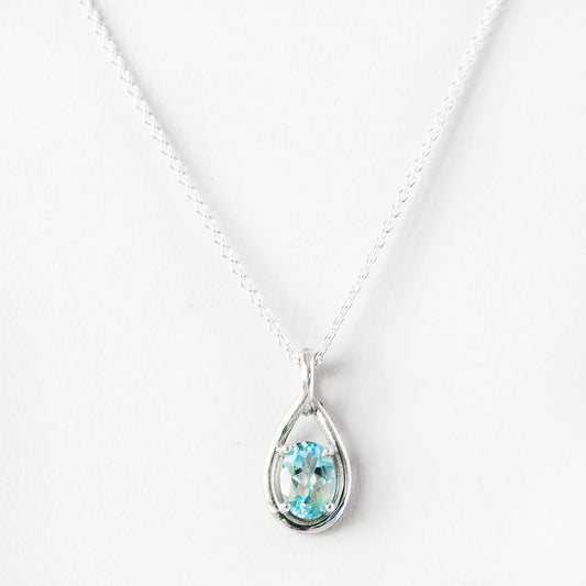 The Infinity Pendant with Sky Blue Topaz - 7x5mm