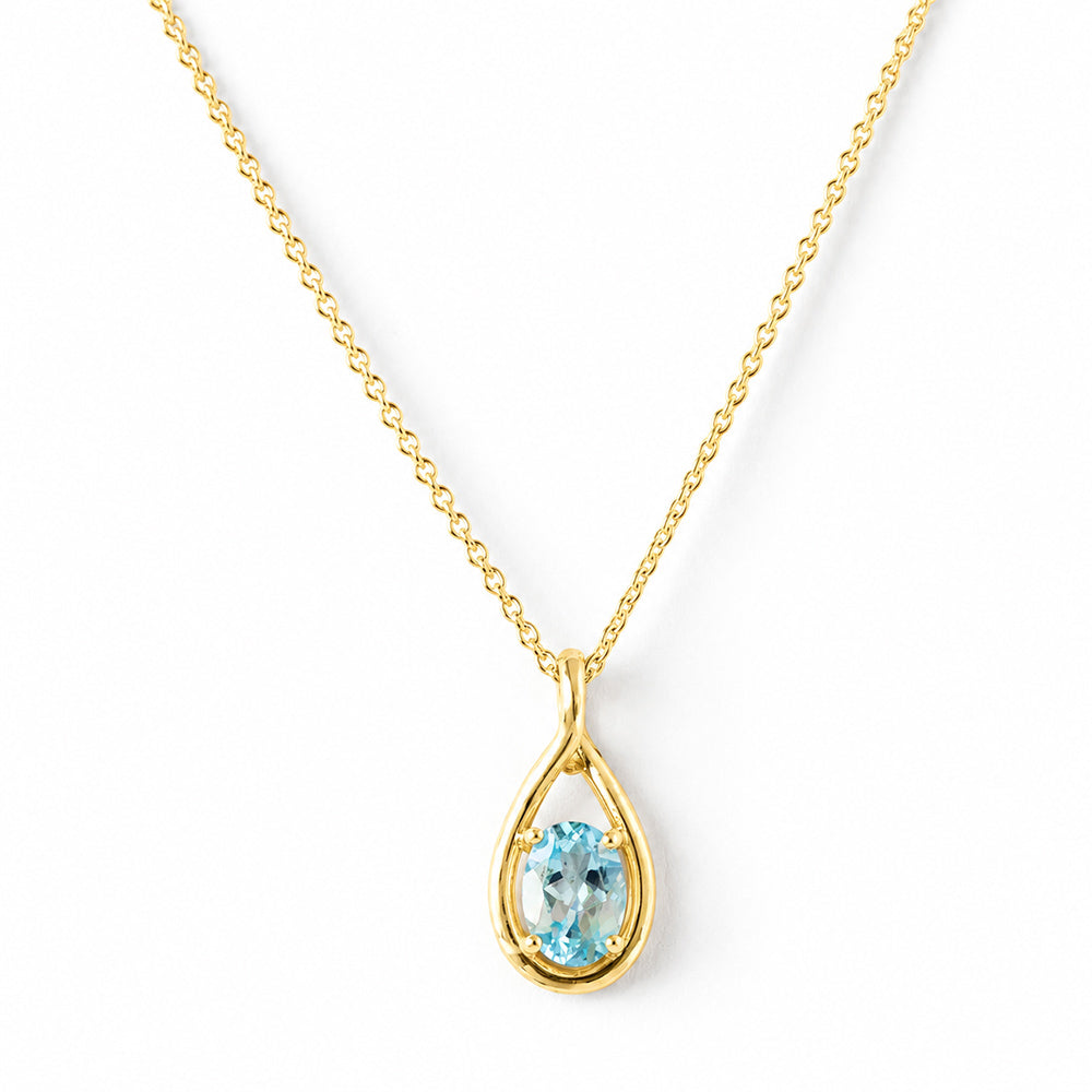 Infinity, Sky Blue Topaz Pendant - 7x5mm