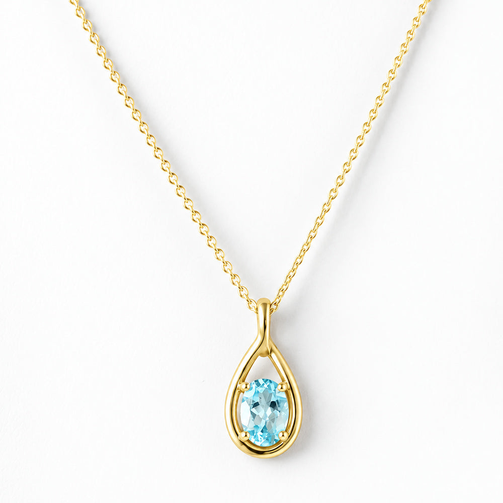 The Infinity Pendant with Aquamarine - 9x7mm