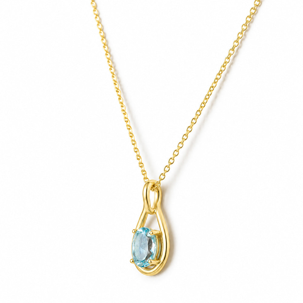 The Infinity Pendant with Aquamarine - 9x7mm