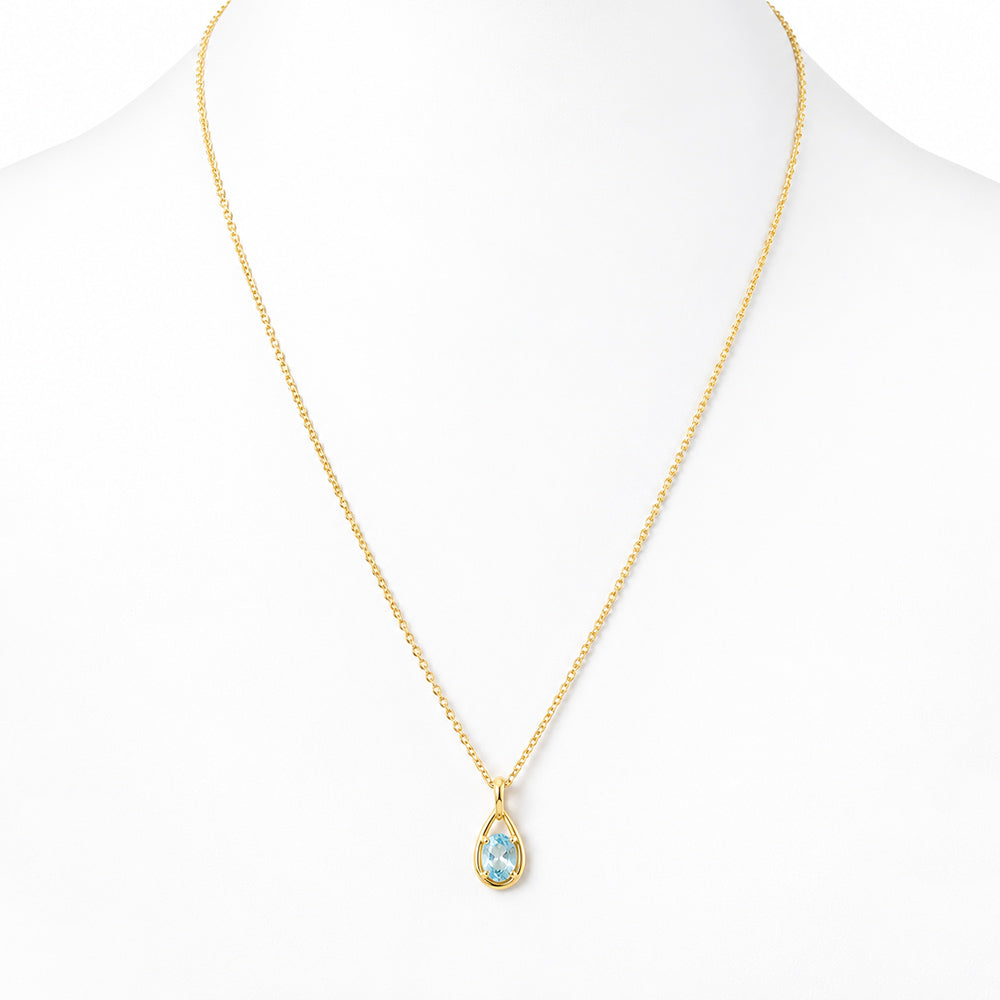 Infinity, Sky Blue Topaz Pendant - 7x5mm