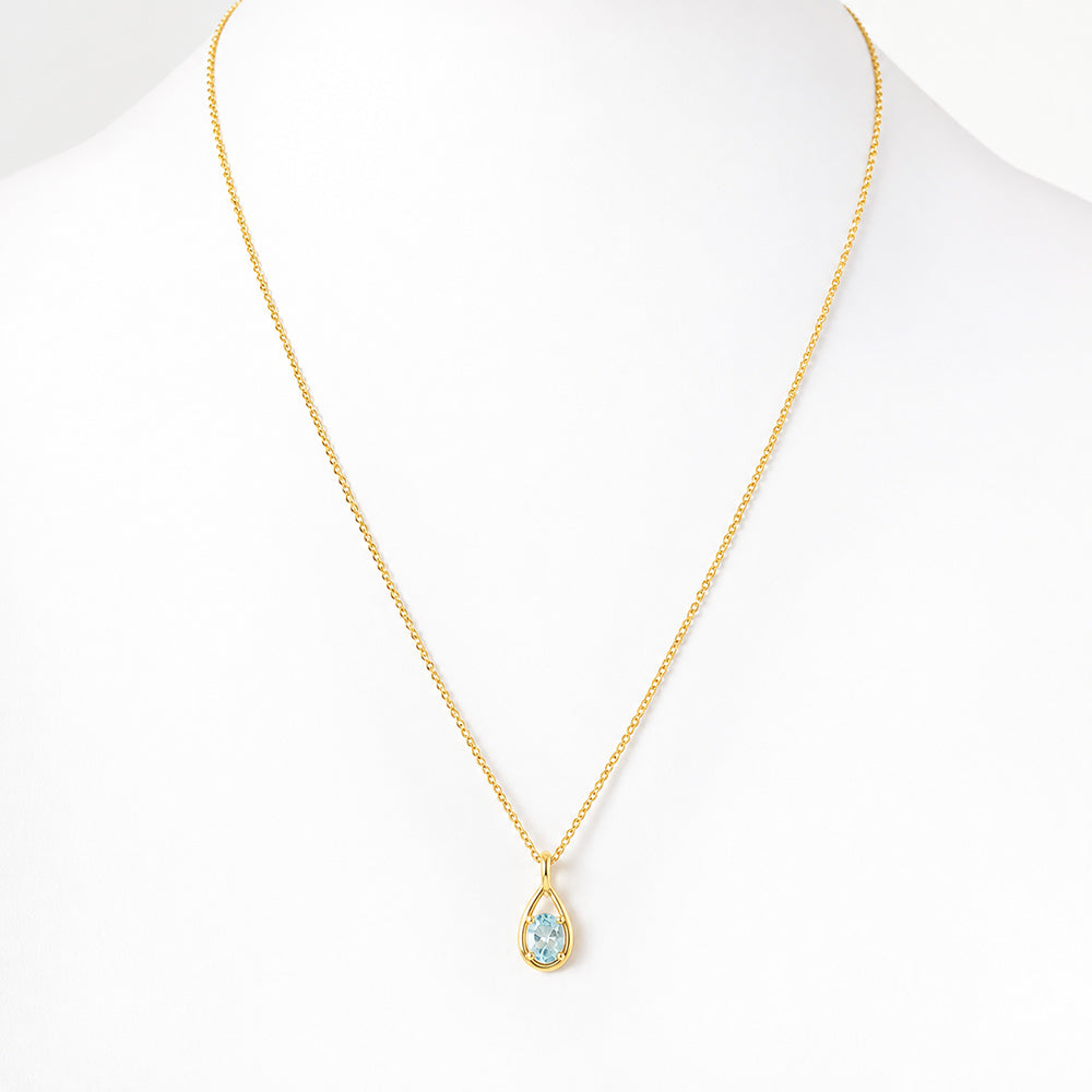 The Infinity Pendant with Aquamarine - 9x7mm