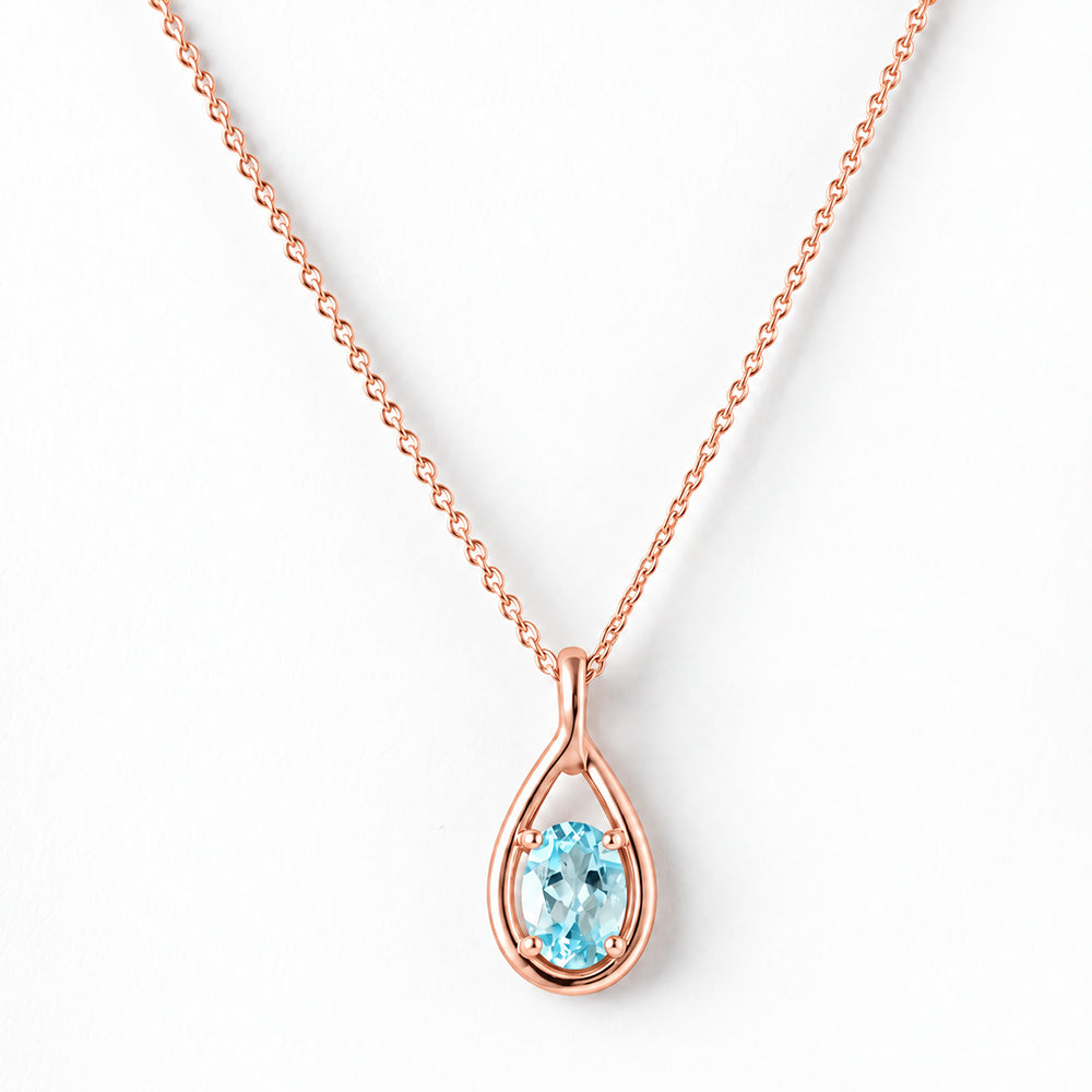 The Infinity Pendant with Aquamarine - 9x7mm