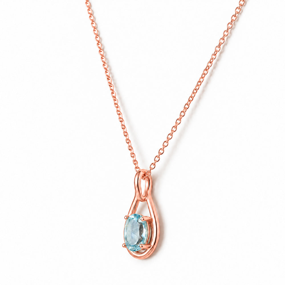 The Infinity Pendant with Aquamarine - 9x7mm