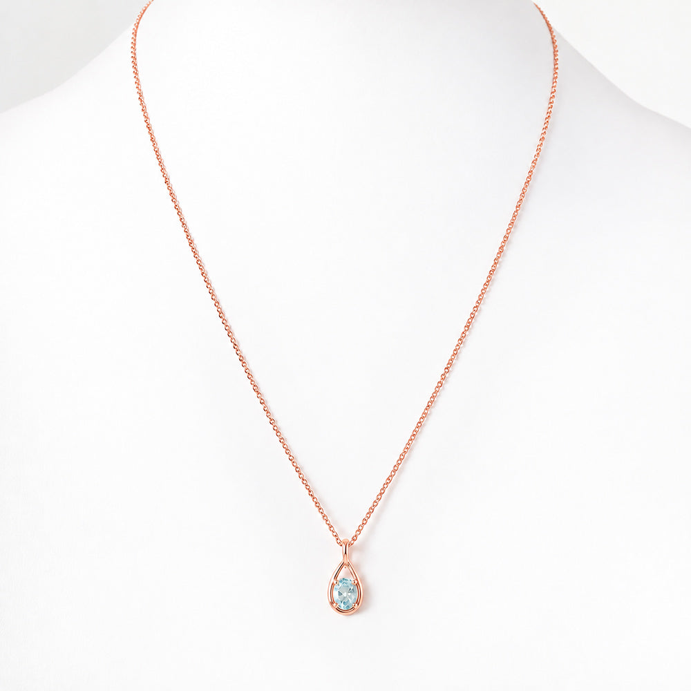 The Infinity Pendant with Aquamarine - 9x7mm
