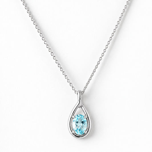 The Infinity Pendant with Aquamarine - 9x7mm