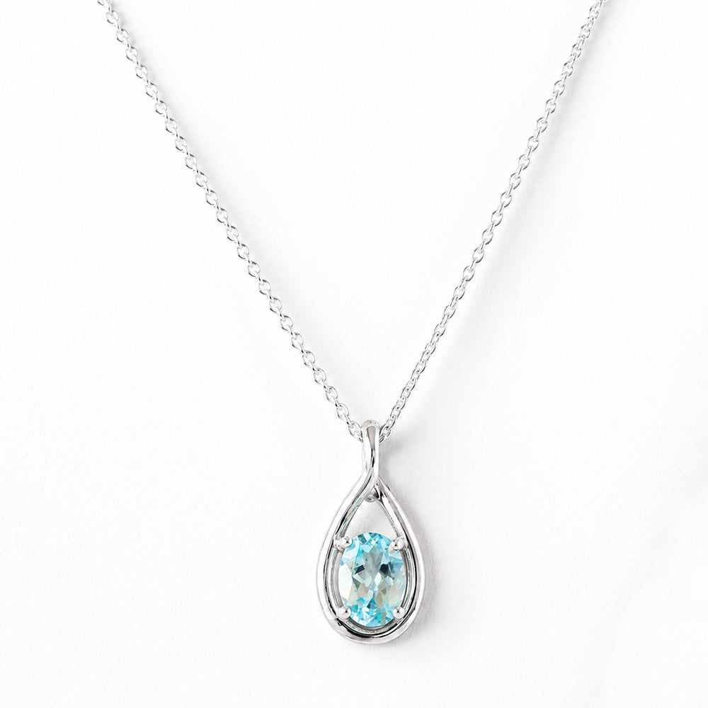 Infinity, Sky Blue Topaz Pendant - 7x5mm