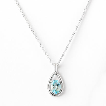 Infinity, Sky Blue Topaz Pendant - 7x5mm