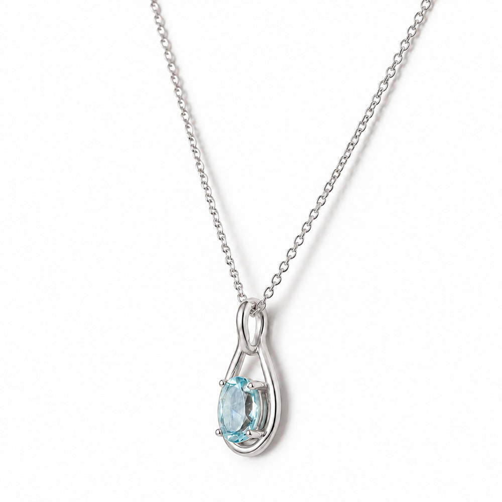 The Infinity Pendant with Aquamarine - 9x7mm