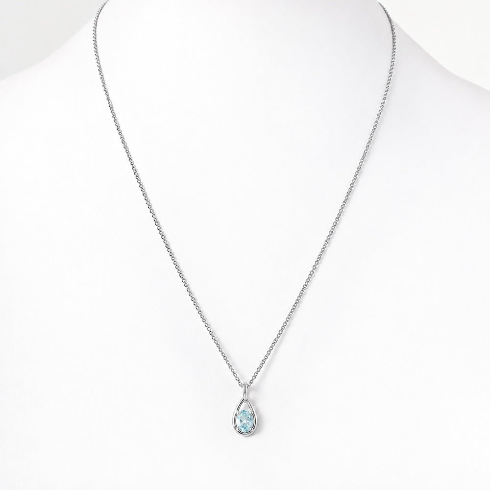 The Infinity Pendant with Aquamarine - 9x7mm