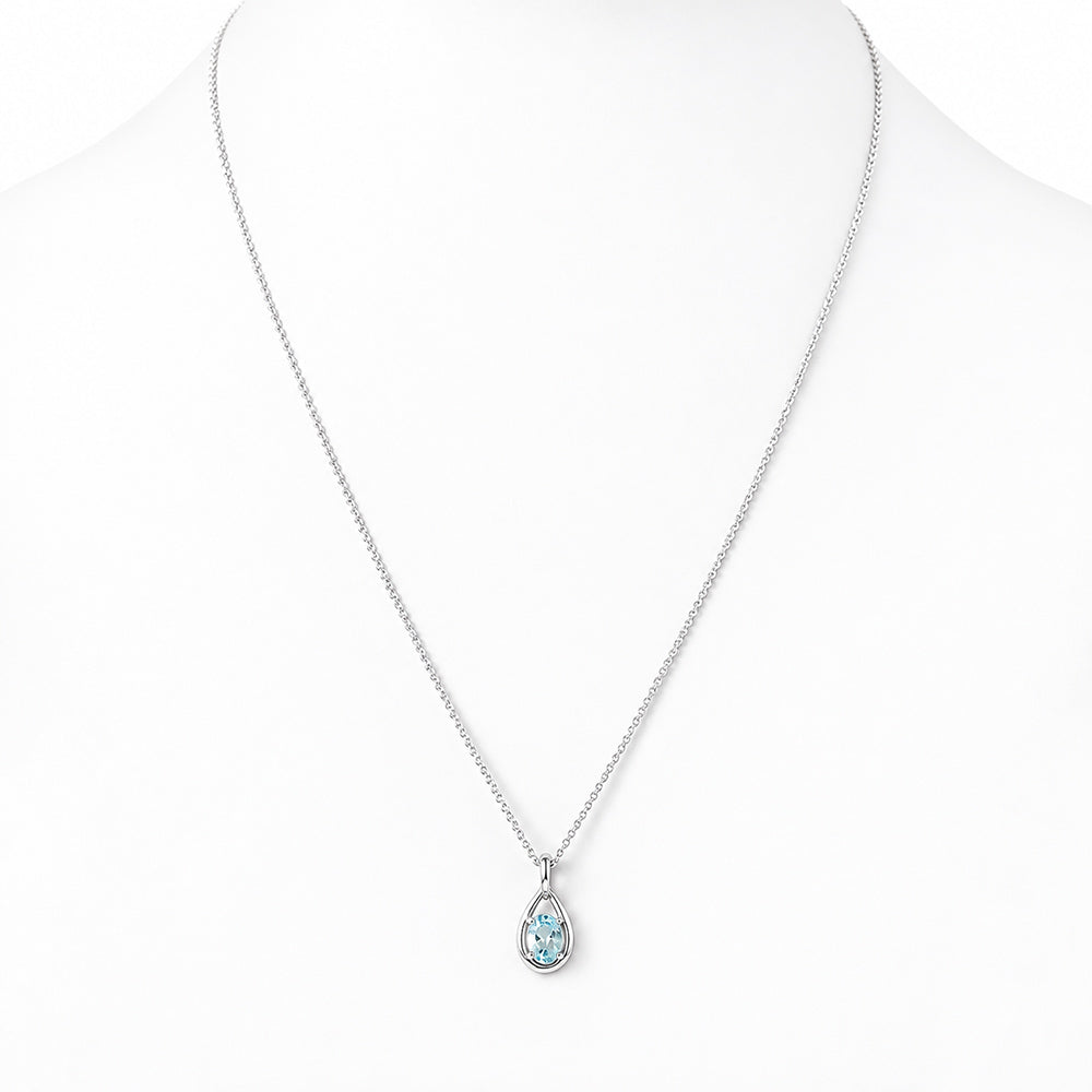 Infinity, Sky Blue Topaz Pendant - 7x5mm