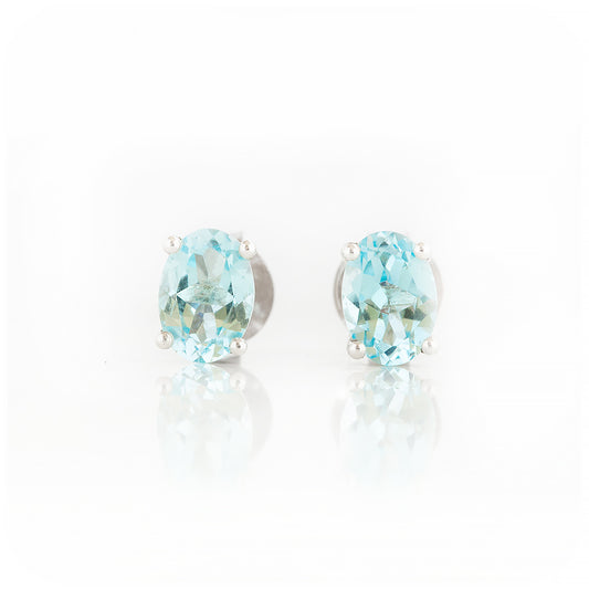 Luna, an Oval cut Sky Blue Topaz Stud Earring - 7x5mm