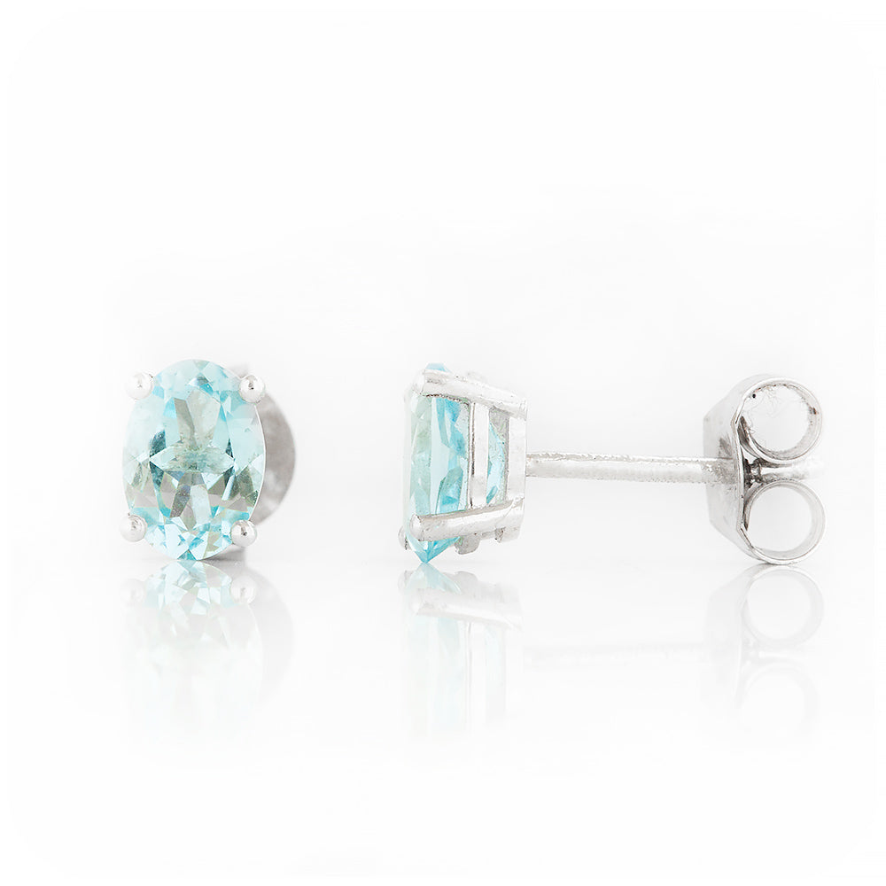 Luna, Oval cut Sky Blue Topaz Stud Earring - 7x5mm - Victoria's Jewellery