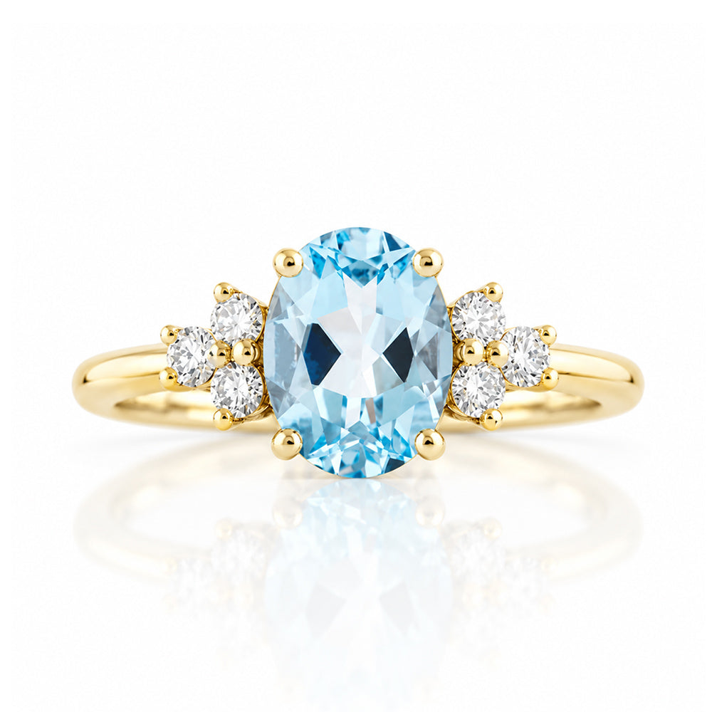Este, Sky Blue Topaz and Lab Diamond Ring - Victoria's Jewellery